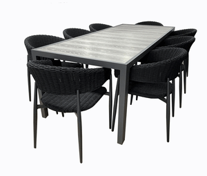 Woven -Justin 9pc  Ceramic Fixed Top Table 2270 x 955