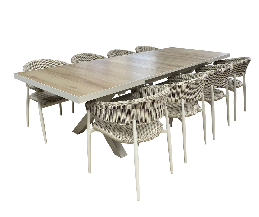 Woven-Justin Auto Ext 9pc Rect. Dining Sets