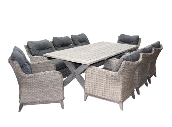 Bolsena 9pc Low Dining Rectangle setting