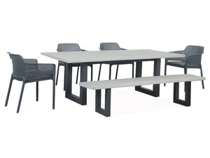 Portland 6pc Combo Set  2200 x 1000mm Table Gunmetal