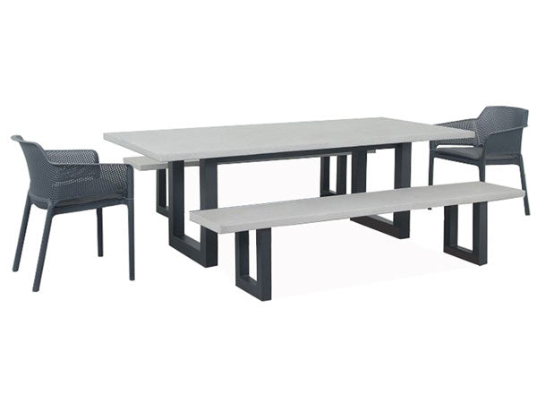 Portland 5pc Combo Set  2200 x 1000mm Table Gunmetal