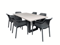 Portland 7pc 1800 x 1000mm Table Gunmetal