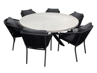 Java -Portland 7pc Dining Set 1700mm Round Table Gunmetal