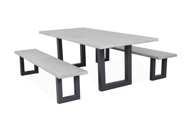 Portland 5pc Combo Set  1800 x 1000mm Table Gunmetal