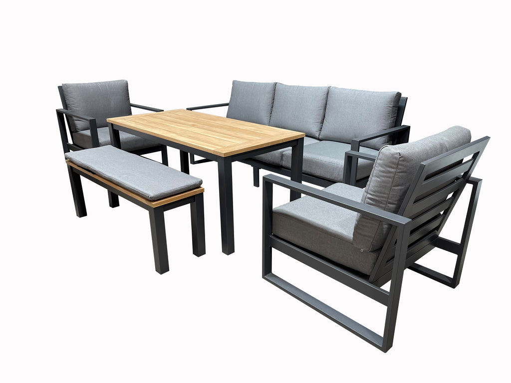 Santos Triple 6pc Cafe Sofa set - Gunmetal